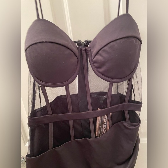 Symphony Broken Arrow South Beach Black Mesh Corset Dress NWT! Size Large - Picture 8 of 13